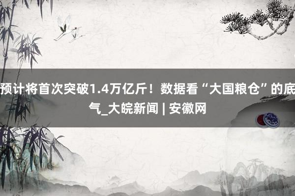 预计将首次突破1.4万亿斤！数据看“大国粮仓”的底气_大皖新闻 | 安徽网