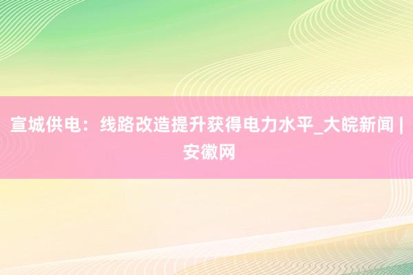 宣城供电：线路改造提升获得电力水平_大皖新闻 | 安徽网