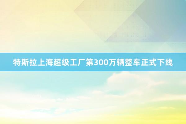 特斯拉上海超级工厂第300万辆整车正式下线