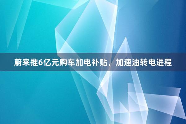 蔚来推6亿元购车加电补贴，加速油转电进程