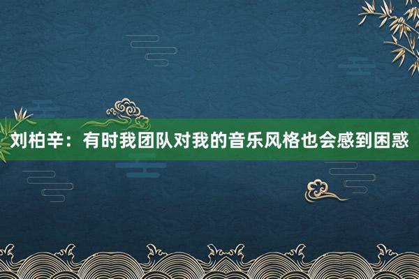 刘柏辛：有时我团队对我的音乐风格也会感到困惑