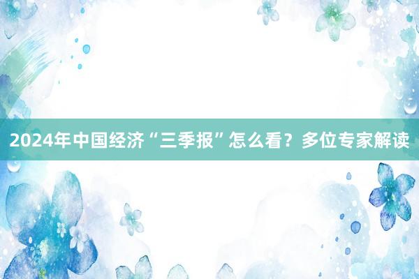 2024年中国经济“三季报”怎么看？多位专家解读