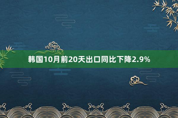 韩国10月前20天出口同比下降2.9%