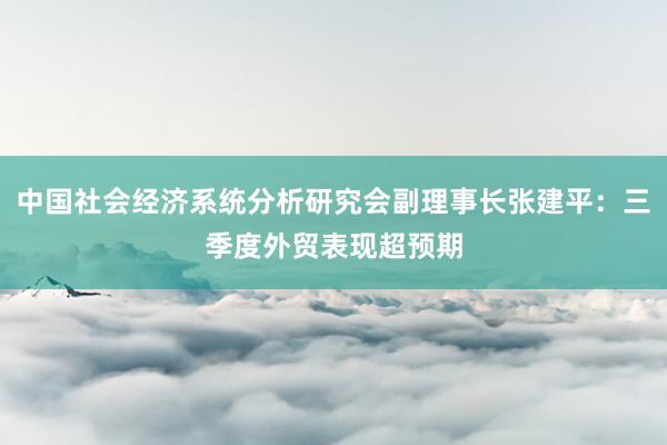 中国社会经济系统分析研究会副理事长张建平：三季度外贸表现超预期