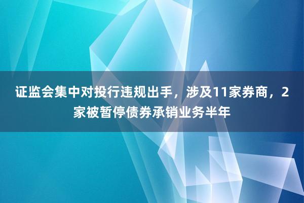 证监会集中对投行违规出手，涉及11家券商，2家被暂停债券承销业务半年