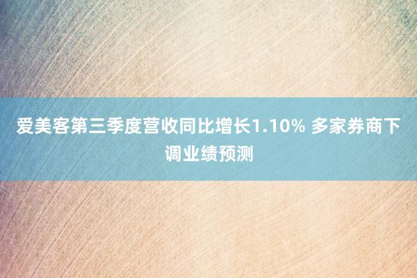 爱美客第三季度营收同比增长1.10% 多家券商下调业绩预测