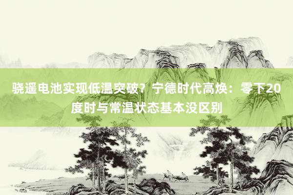 骁遥电池实现低温突破？宁德时代高焕：零下20度时与常温状态基本没区别