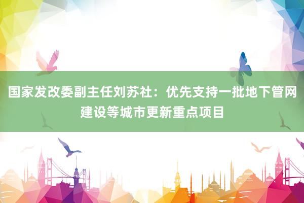 国家发改委副主任刘苏社：优先支持一批地下管网建设等城市更新重点项目