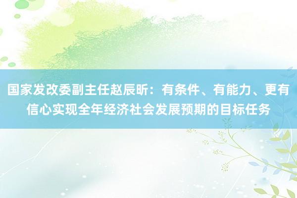 国家发改委副主任赵辰昕：有条件、有能力、更有信心实现全年经济社会发展预期的目标任务