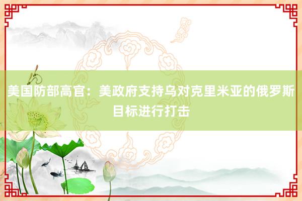 美国防部高官：美政府支持乌对克里米亚的俄罗斯目标进行打击