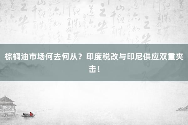 棕榈油市场何去何从？印度税改与印尼供应双重夹击！