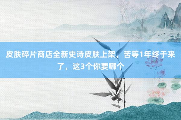 皮肤碎片商店全新史诗皮肤上架，苦等1年终于来了，这3个你要哪个