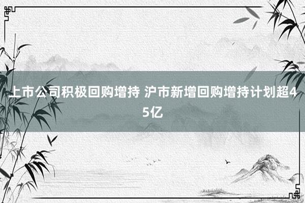 上市公司积极回购增持 沪市新增回购增持计划超45亿