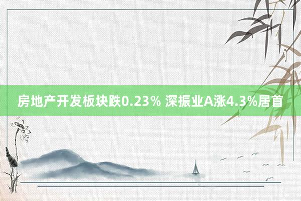 房地产开发板块跌0.23% 深振业A涨4.3%居首