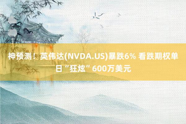 神预测！英伟达(NVDA.US)暴跌6% 看跌期权单日“狂炫”600万美元