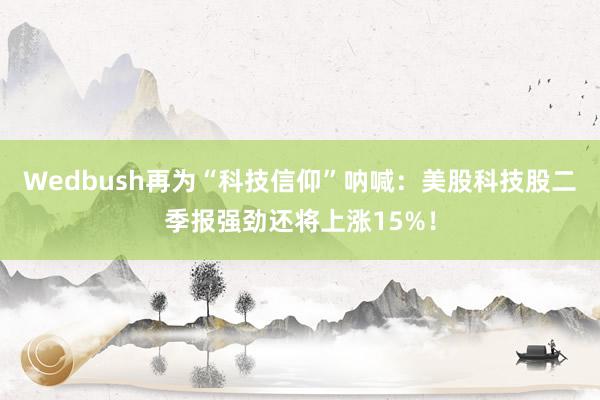 Wedbush再为“科技信仰”呐喊：美股科技股二季报强劲还将上涨15%！