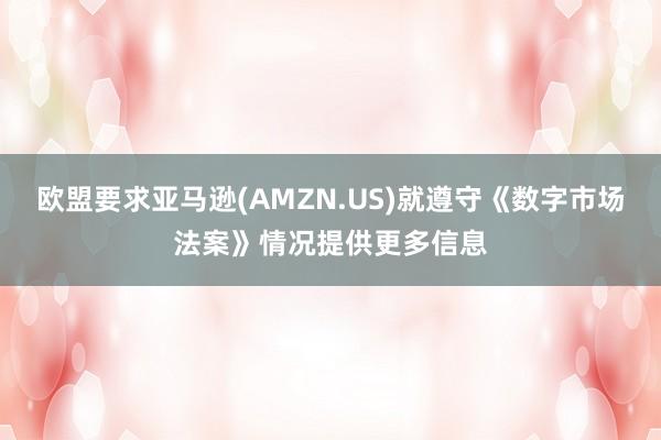 欧盟要求亚马逊(AMZN.US)就遵守《数字市场法案》情况提供更多信息