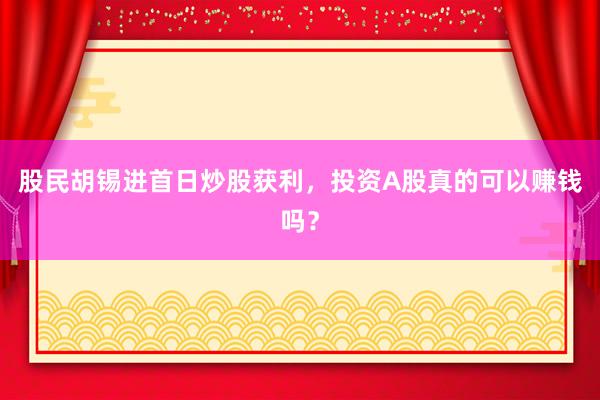 股民胡锡进首日炒股获利，投资A股真的可以赚钱吗？