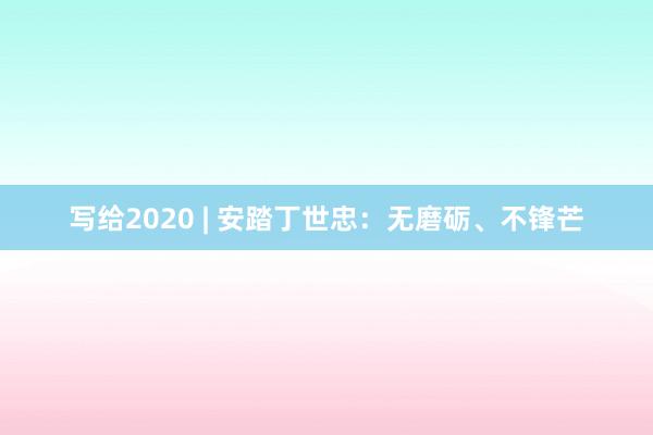 写给2020 | 安踏丁世忠：无磨砺、不锋芒