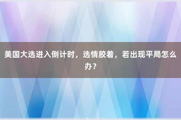 美国大选进入倒计时，选情胶着，若出现平局怎么办？