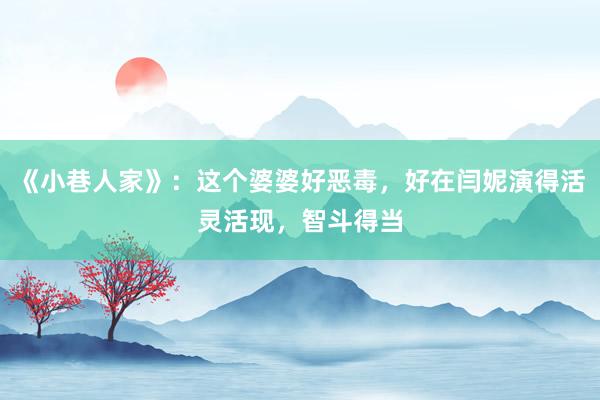 《小巷人家》：这个婆婆好恶毒，好在闫妮演得活灵活现，智斗得当