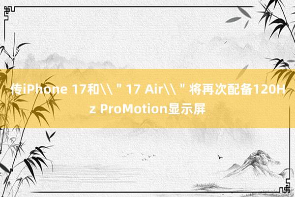 传iPhone 17和\＂17 Air\＂将再次配备120Hz ProMotion显示屏