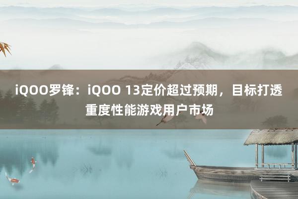 iQOO罗锋：iQOO 13定价超过预期，目标打透重度性能游戏用户市场