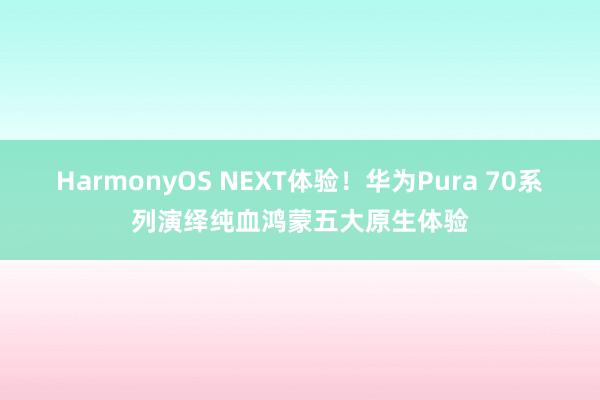 HarmonyOS NEXT体验！华为Pura 70系列演绎纯血鸿蒙五大原生体验