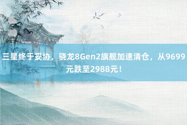 三星终于妥协，骁龙8Gen2旗舰加速清仓，从9699元跌至2988元！