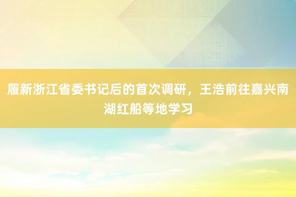 履新浙江省委书记后的首次调研，王浩前往嘉兴南湖红船等地学习