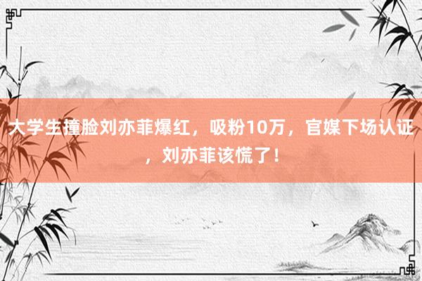 大学生撞脸刘亦菲爆红，吸粉10万，官媒下场认证，刘亦菲该慌了！