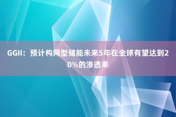 GGII：预计构网型储能未来5年在全球有望达到20%的渗透率