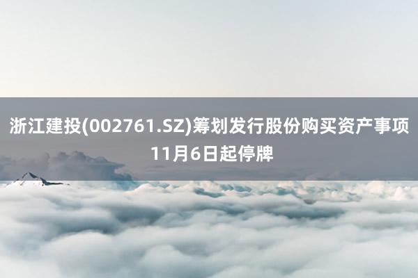 浙江建投(002761.SZ)筹划发行股份购买资产事项 11月6日起停牌