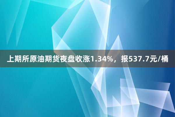 上期所原油期货夜盘收涨1.34%，报537.7元/桶