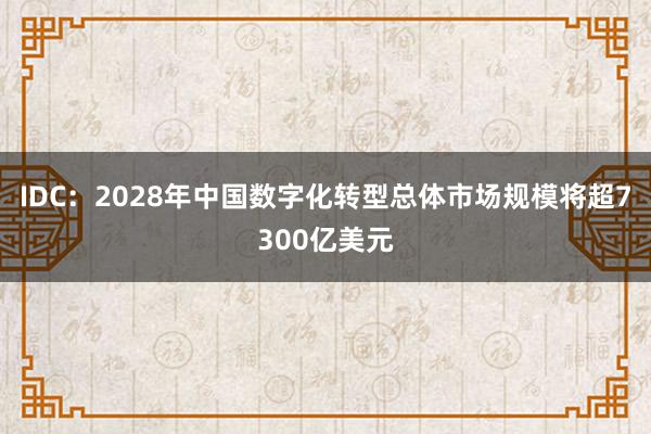 IDC：2028年中国数字化转型总体市场规模将超7300亿美元