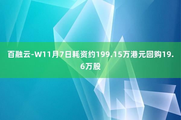 百融云-W11月7日耗资约199.15万港元回购19.6万股