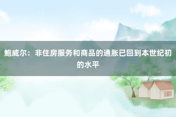 鲍威尔：非住房服务和商品的通胀已回到本世纪初的水平