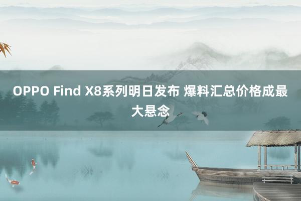 OPPO Find X8系列明日发布 爆料汇总价格成最大悬念