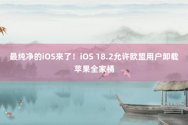 最纯净的iOS来了！iOS 18.2允许欧盟用户卸载苹果全家桶