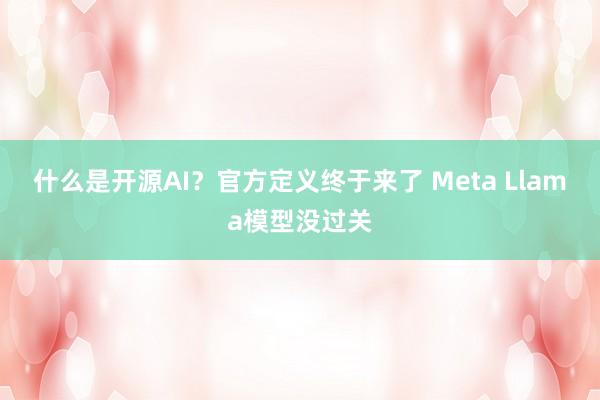 什么是开源AI？官方定义终于来了 Meta Llama模型没过关