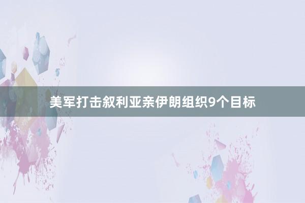 美军打击叙利亚亲伊朗组织9个目标