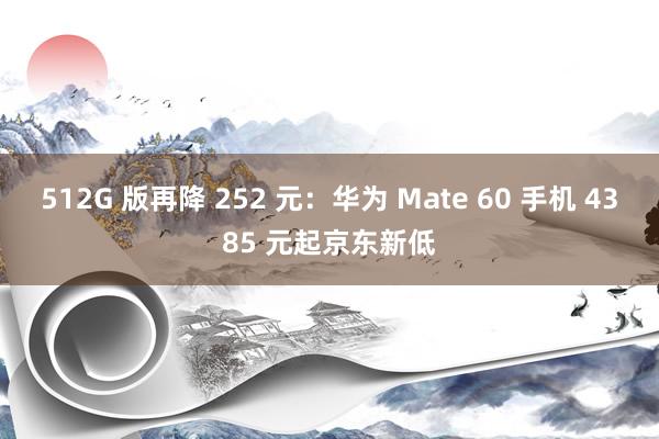 512G 版再降 252 元：华为 Mate 60 手机 4385 元起京东新低