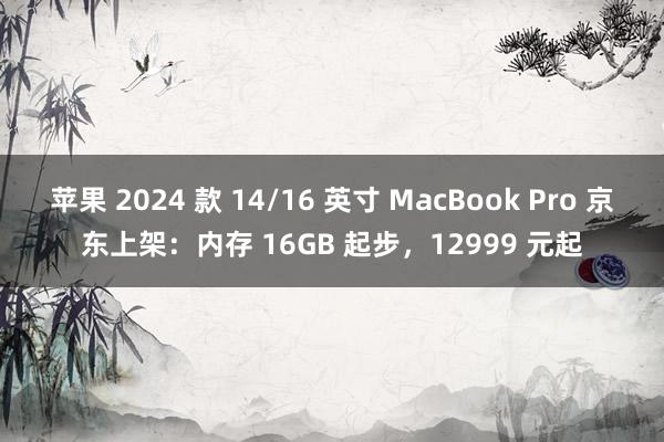 苹果 2024 款 14/16 英寸 MacBook Pro 京东上架：内存 16GB 起步，12999 元起