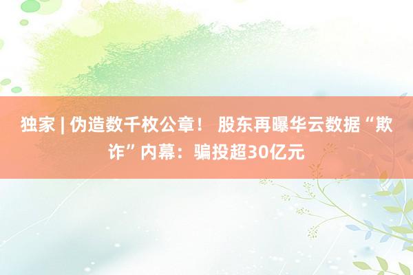 独家 | 伪造数千枚公章！ 股东再曝华云数据“欺诈”内幕：骗投超30亿元