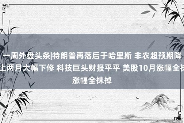 一周外盘头条|特朗普再落后于哈里斯 非农超预期降温 上两月大幅下修 科技巨头财报平平 美股10月涨幅全抹掉