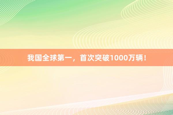 我国全球第一，首次突破1000万辆！