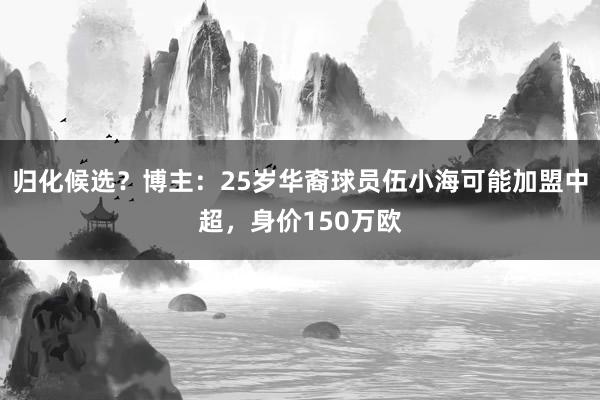 归化候选？博主：25岁华裔球员伍小海可能加盟中超，身价150万欧