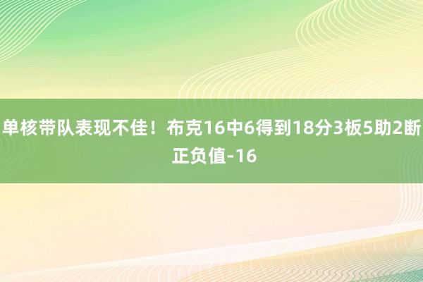 单核带队表现不佳！布克16中6得到18分3板5助2断 正负值-16