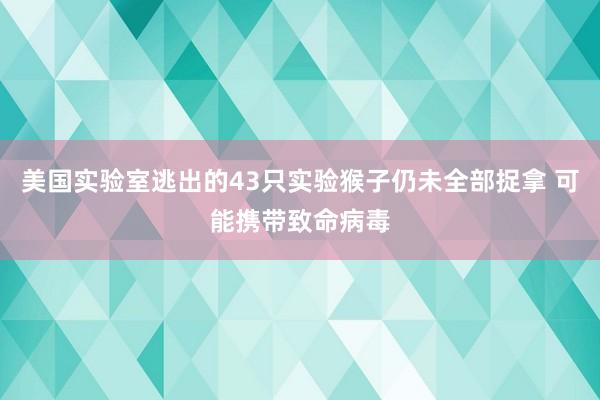 美国实验室逃出的43只实验猴子仍未全部捉拿 可能携带致命病毒