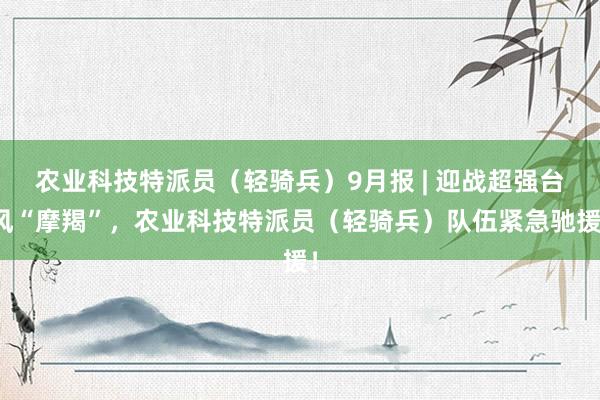 农业科技特派员（轻骑兵）9月报 | 迎战超强台风“摩羯”，农业科技特派员（轻骑兵）队伍紧急驰援！